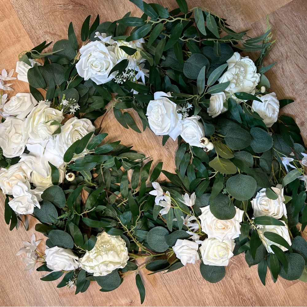 Ling’s moments white and sage 6 foor garland